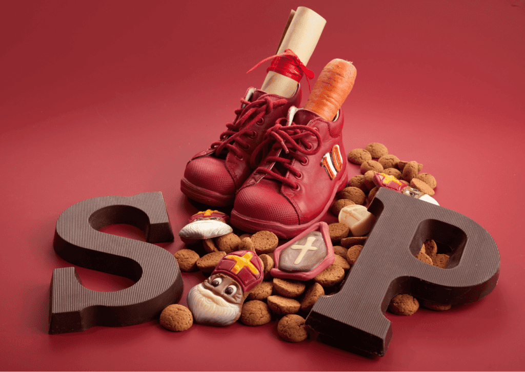 Chocolade S en P, Schoenen met wortel voor paard en brief voor sinterklaas
